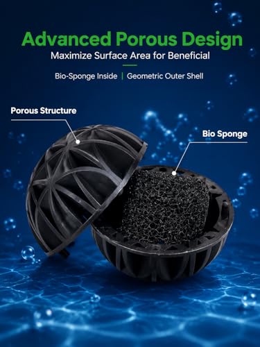 J-star 100 PCS 0.62-Inch (16mm) Bio Filter Balls for Aquarium Pond, Fish Tank Bio Filter Media for Freshwater & Saltwater, Canister Filter Sump Wet/Dry Trickle Filter, Includes 1 Mesh Bag - size: 100pc/16mm
