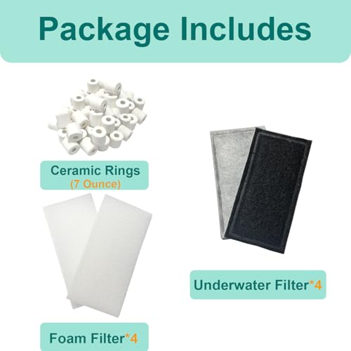 9 Pack Aquarium Filter Media Kit Compatible with Fluval U2 Underwater Filter, Freshwater and Saltwater Aquarium Filter, Includes 4 Foam Pads, 4 Poly Carbon Cartridges and 1 Ceramic Ring - size: U2 Series