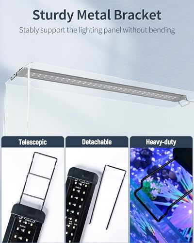 Pawfly 21W Aquarium LED Light for 30 to 36 Inch Fish Tanks Extendable Fish Tank Light with Full Spectrum Brilliant White Blue Red Lights with Daytime & Night Modes and Adjustable Brightness - color: Basic, size: 30"-36"