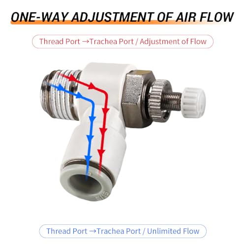 5Pcs Push to Connect Air Flow Control Valve, White 5/16in Tube OD x 1/4" Male Thread 90 Degree Elbow Speed Control Valve Pneumatic Connector Quick Fittings - size: Male Thread G1/4 x White (5pcs)