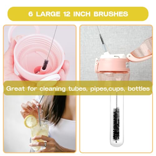 Brush Family Straw Cleaner Brush Set,6 Piece Long Drinking Straws Cleaning Brush Pipe Tube Tiny Brushes 10-inch,Black - size: 10 inch small diameters set (6pcs)