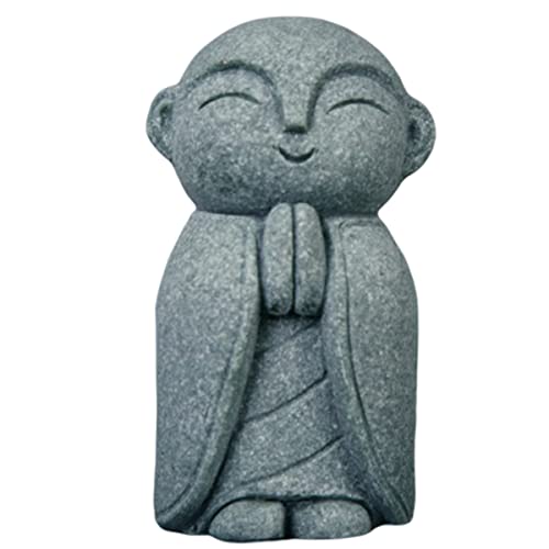 livelyfish Mini Monk Statue Japanese Buddha Figurine Feng Shui Praying Monk Statues Sandstone Sculptures for Fish Tank Aquarium Home Decoration, 10 - size: 10