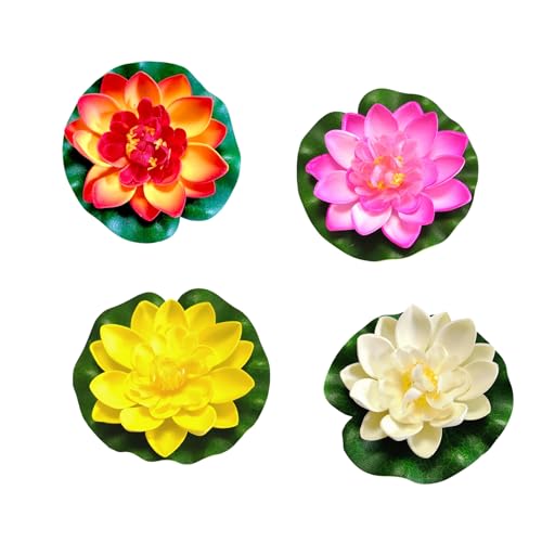 4PCS Artificial Floating Lotus Flowers – EVA Foam Pond Decor for Aquariums & Gardens