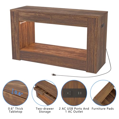 55–75/90 Gallon Aquarium Stand,Heavy-Duty 48" Turtle Reptile Fish Tank Stand With Storage Drawers, Reinforced Metal Frame, LED Lighting, Power Outlets (Rustic Brown) - color: Rustic Brown, size: For 55-75-90 gallon