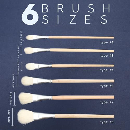 Gilding Brush Set, Goat Hair Brush, Leaf Sweeper, Paint Brush for Edible Gold Leaf, Gold Flakes, Gold Leaf Sheets 6 per Pack - color: 6 Brushes