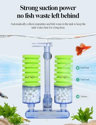 UPETTOOLS Aquarium Biochemical Sponge Filter（M）, Ultra Quite Aquarium Air Pump Double Head Bio Sponge Fish Tank Foam Filter,15-50 Gallon