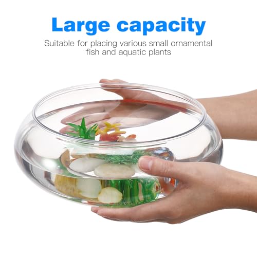 SEWACC Clear Fish Bowl Vase Bubble Bowl Transparent Aquarium Tank, Betta and Goldfish Tank, Desktop Office Decor, 2800ml, Plastic, 9.52 x 9.52 x 3.93 Inch
