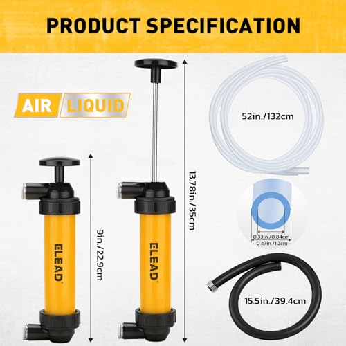 Gas Siphon Pump for Gasoline, Multi-Use Fluid Transfer Pump, Oil Liquid Siphon Pumps, Fuel Siphon Tool, Multifunction Hand Inflation Pumps with Inflator Hose adapter, Needle Valve/Balloon adapter