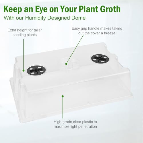 YoleShy 5 Packs Seed Starter Tray with Dome Reusable Plastic Plant Growing Trays with Humidity Domes Thickened Sturdy for Seed Starting Germination Growing Seedling Propagation,14.5"x9" - size: 5 Pack with Domes