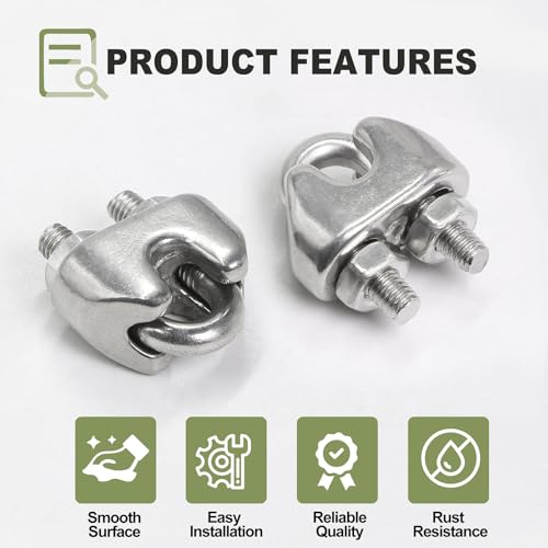 12pcs M2 Wire Rope Clamp, 1/16 inch Cable Clamps Stainless Steel Wire Rope Clips - size: M2