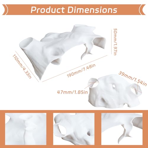 Saim Aquarium Cave Decor – 3D Printed Fish Hideout Tunnel for Betta, Guppy & Corydora Catfish – Natural Curved Shrimp Hideout with Multi-Hole Design Fish Tank Underground Corner Cave (White, Medium) - color: White, size: Medium