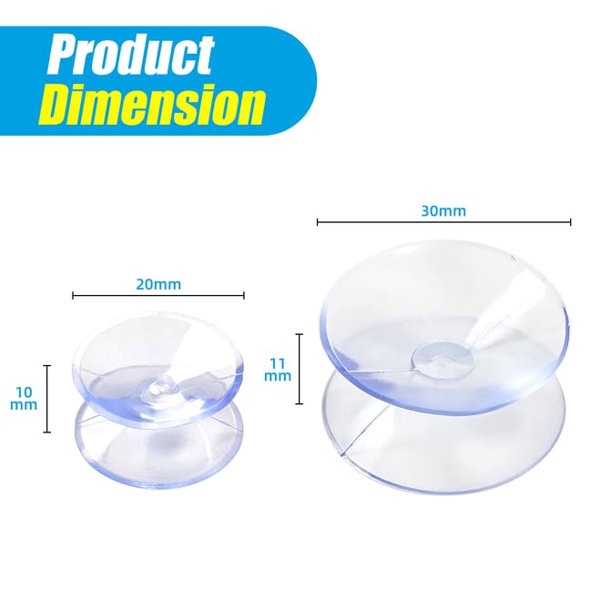AQUANEAT 20 Pack 0.8 Inch Double Sided Suction Cups for Glass Table Top Home Organization - size: 0.8 inch