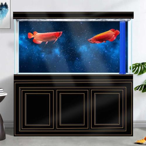 30X12IN Starry Aquarium Background, Art Starry Fish Tank Decorations Background, with 8 EVA Double-Sided Tape - color: Star, size: 30X12in/75X30cm