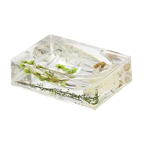 Locco Decor 5 Piece Acrylic Liquid 4D Floating Motion Bathroom Vanity Accessory Set Garden Botanic Green Plants Toothbrush Holder, Tumbler, Soap Dispenser, Soap Dish, Toiletbrush Holder Set - size: 5-piece, style: Green Plants