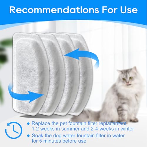 12+6 Pack Cat Fountain Filters Replacement For D30 67oz/2l Pet Fountain Filters Replacement 12 Pcs Filter and 6 Pcs Replacement Pre-Filter Sponges Compatible with ORSDA Pet Water Fountains