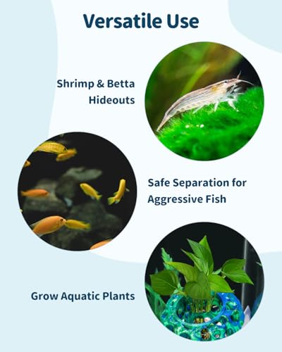 Uniclife Shrimp Cave, Shrimp Hides for Aquarium, Realistic Plastic Aquarium Coral Rock Decorations with Suction Cup, Betta Hideout Tank Accessories for Fish Tank Decor, Blue-to-Green Gradient - color: Blue-to-green Gradient