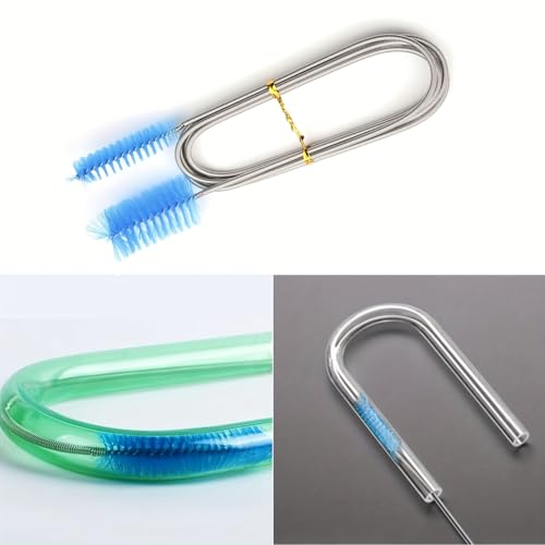 Flexible Double-Ended Pipe Cleaning Brush 1pc - 78.74in Air Tube Hose Cleaner, Aquarium Accessory for Tank & Filter, Nylon Bristle Reach Tool