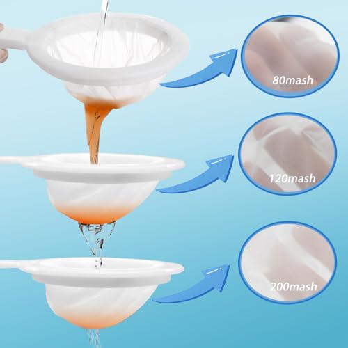 Baby Brine Shrimp Net Sieve 80, 120, 200 Mesh kit with 3 Hooks, 3 Pipettes and 5 Storage Tubes for Brine Shrimp Hatchery Filter Fry Eggs and Hatching Baby Fish Separator (14pcs Parts)