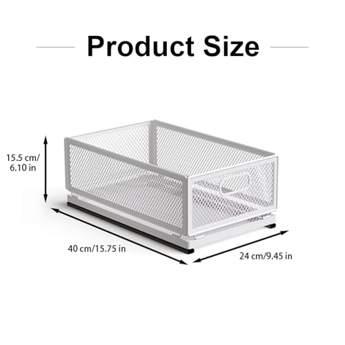 Pull Out Cabinet Organizer, Slide Out Drawers Fixed with Adhesive Nano Film, Pantry Shelves Sliding Drawer Storage Organization for Kitchen/Bathroom/Bedroom (15.7*9.4*6.1inch/40*24*15.5cm) - size: 15.7*9.4*6.1inch/40*24*15.5cm
