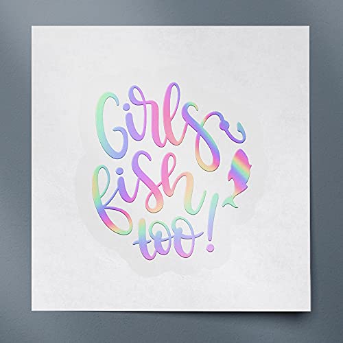 Decal Stickers of Girls Fish Too (Hologram) (Set of 2) Premium Waterproof Vinyl Decal Stickers for Laptop Smartphone Car Dirt Bike Wall Room Mason Jar Bathtub Door - BICVER1c33532HOW19Y24 - color: Hologram, size: 4.8'' x 5.2''