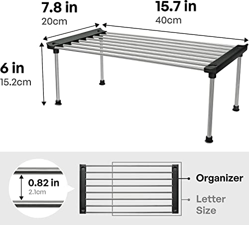 carrotez Cabinet Organizer Shelf, Set of 2 Stackable Kitchen Counter Shelves, Kitchen Cabinet Organizers and Storage, Pantry Storage Shelf Organizer, 15.7 x 7.8 x 6.1 - Black - color: Black, size: Large(15.7 x 7.8 x 6.1")