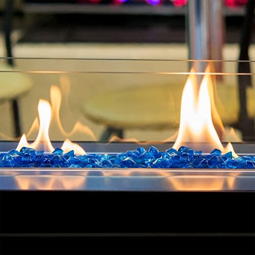 Onlyfire 1/2-Inch Polygon Fire Glass, 10 Pound Pack Glass Rock for Fireplace Fire Pit & Lanscaping, High Luster Cobalt Blue - color: Cobalt Blue, size: 1/2 inch