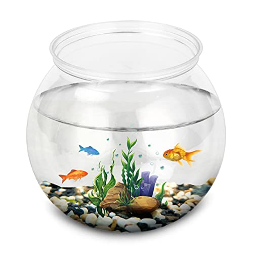 DOITOOL Round Fish Bowl for Betta Fish 3 Gallon Inexpensive Plastic Tank Portable Desktop Aquarium for Home Office