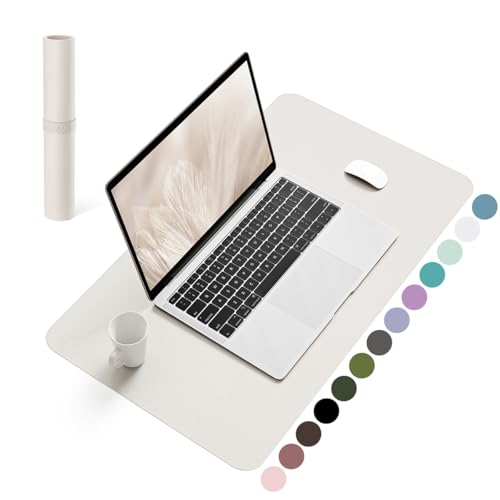 YSAGi Non-Slip Leather Desk Pad, Waterproof Laptop Computer Desk Keyboard Mat, Table Protector Blotter Mat, Large Mouse Pad for Office/Work/Home/Decor(Apricot Gray, 23.6" x 13.7") - color: Apricot Gray, size: 23.6" x 13.7"