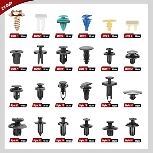 Nilight 900Pcs Car Push Retainer Clips Auto Fasteners Kit Included 24 Sizes Nylon Bumper Fender Rivets Door Trim Panel Clips with 5 Fasteners Remover 10 Cable Ties for Toyota GM Ford Honda Chevy - color: 900Pcs