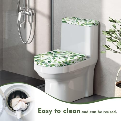 Toilet Lid Tank Protector Cover Pack of 2, Toilet lid Cover Stretch Toilet Tank Lid Cover Replacement Machine Washable Fits Most Standard Tanks & Lids, Leaf Green - color: Leaf Green