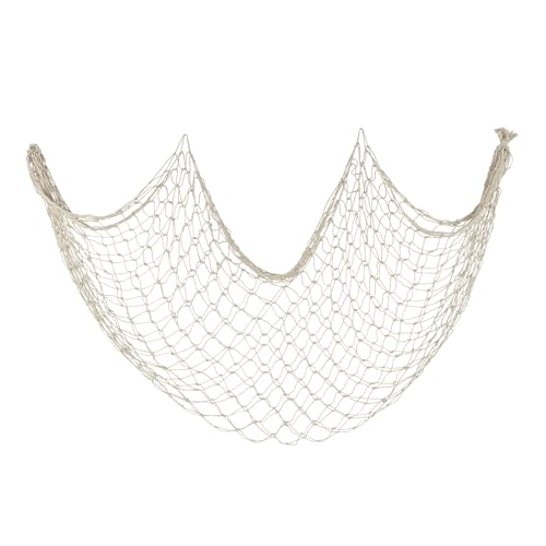 ZUEXT Beige Decorative Fishing Net 80x40 Inch, Large Picture Fish Net, Wall Photo Hanging Fishnet for Nautical Mermaid Pirate Ocean Themed Hawaii Beach Under the Sea Party Decorations - color: Beige White, size: 80" x 40" - 1 Pack