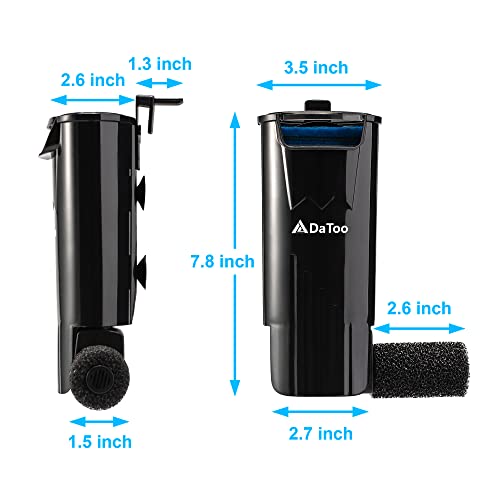 DaToo Aquarium Power Filter in-Tank Ultra Silent Small Fish Tank Filter 5W for Aquarium 10 to 20 Gallon Tank, 1 Yr Warranty - size: DTF-02 (10 to 20 Gallon)