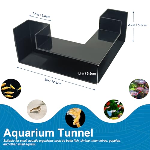 Aquarium Tunnel and Fish Cave – Dual-Entrance Underground Hiding Caves for Small Fish, Fish Tank Decor for Shrimp, Corydoras, Loaches, Betta and Small Bottom Dwellers