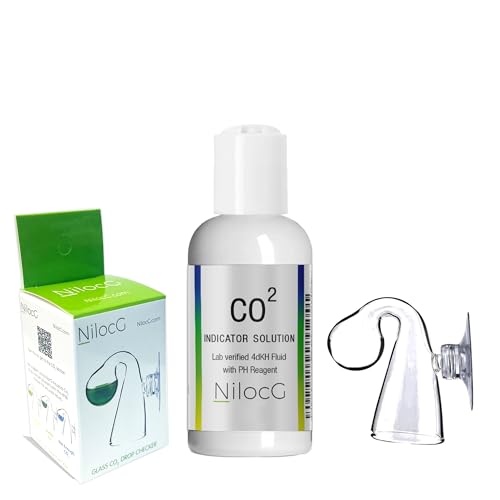 Glass CO2 Drop Checker – CO2 Monitor Kit for Aquarium Tank – Functional and Reliable – Transparent Drop Checker, 4dkh/pH Reagent Solution and Suction Cup