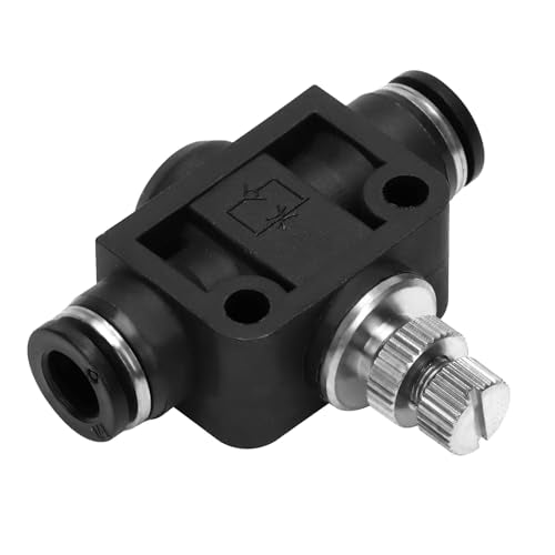 Air Flow Control Valve - 1/4" Tube OD x 1/4" Tube OD Straight Union Pneumatic Push to Connect Speed Regulator Valve (Pack of 1)