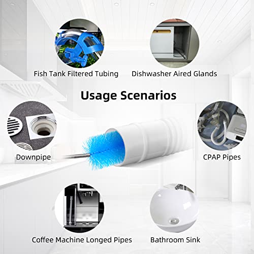 Annhua 39" Pipe Brushes Tube Cleaning Brush Flexible, Feeding Tube Brush Hose Cleaner Brush Long Metal Pipe Cleaner Brush for Drain Hole Dredging - Double-Headed Spring Brush - Blue