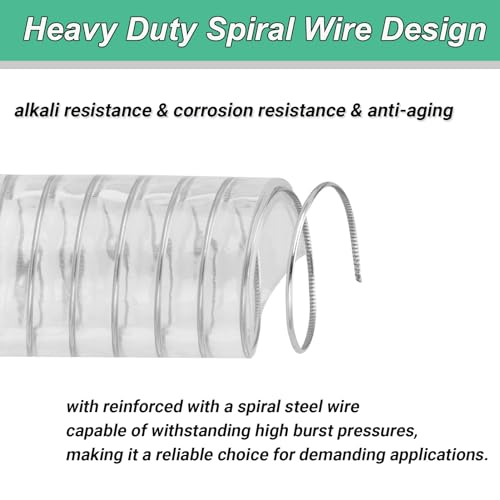 1/2"id-50ft PVC Reinforced Tubing Steel Wire Suction Flexible Hose Vinyl Tubing Heavy Duty PVC Vacuum Hose Drain Fuel Oil Gas Water for Marine Bilge Pump Pond Spa - size: 1/2"ID, style: 50 feet
