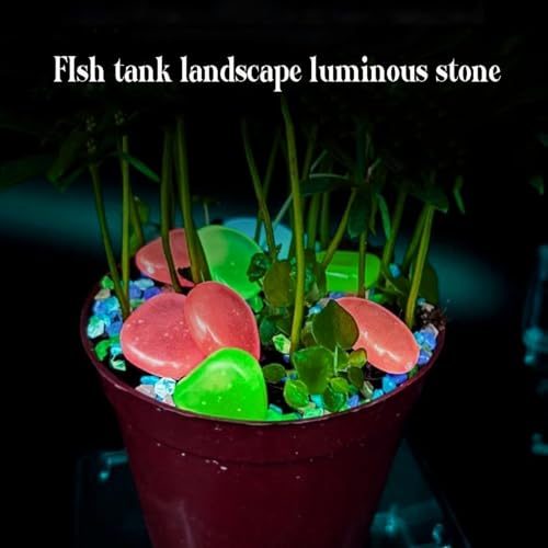 Glow in The Dark Rocks Pebbles - 100pcs Fish Tank Aquarium Decoration Stones Small Luminous Pebbles for Lawn Patio Garden Indoor Outdoor Vase Decor and DIY Ideas, Powered by Light or Solar, Pink - color: Pink, size: 100pcs