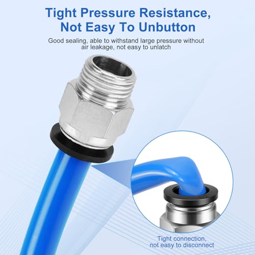 12 Pcs Push to Connect Fittings 1/2 Inch Tube OD x 3/8 Inch NPT Thread Pneumatic Male Straight and Elbow Quick Connect Air line fittings - size: 1/2"OD x 3/8"NPT