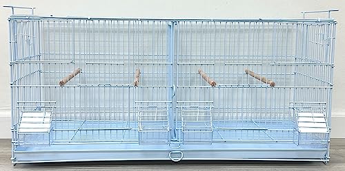 Large White Stackable Breeder Bird Flight Cage Side Breeding Nest Box Door with Center Removable Divider (White, 30"x11"x15"H Lot-4) - color: White