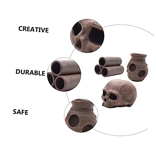 FOMIYES 3pcs Fish Breeding Pots Aquarium Adornments for Shrimp Fish Brown Pottery Hiding Decorative Functional for Aquatic Environments