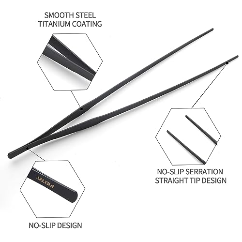 Aquarium Tweezers Extra Long 15 inches Feed Tong Clamps - FEITA Straight and Curved Stainless Steel 38cm Tweezers Set for Fish Tank Plants Aquascape Tools & Reptile Feeding Tongs - Black 2Pcs - color: Black 2pcs