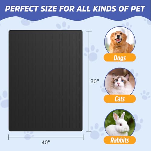Large Dog Mats for Food and Water, 40"x30" Waterproof Pet Food Mats for Floor Nonslip Silicone Bowl Mats with Raised Edges - color: Black, size: 40"L x 30"W