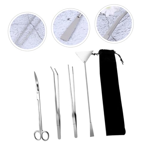 1set Stainless Steel Aquarium Cleaning Tool Kit Aquascaping Tweezers Scissors and Spatula for Plant Maintenance Set Storage Bag for Freshwater Aquariums