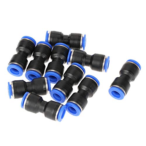 Straight Push Connectors, 4/6/8/10/12 mm Quick Release Plastic Push to Connect Fittings Kit, 50 Pcs Air Line Fittings for 5/32 1/4 5/16 3/8 1/2 Tube