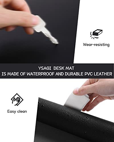 YSAGi Non-Slip Leather Desk Pad XL Size, Waterproof Laptop Computer Desk Keyboard Mat, Table Protector Blotter Mat, Large Mouse Pad for Office/Work/Home/Decor(Black, 47.2" x 23.6")-No Band - color: Black, size: 47.2" x 23.6"