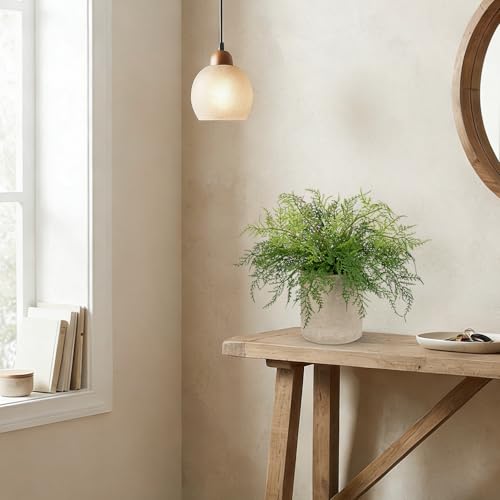 Briful Artificial Fern Plant in Pulp Pot, Lifelike Faux Fern for Indoor Home Décor, Rustic Tabletop Greenery, Farmhouse Artificial Plant for Office, Living Room, Bathroom Shelf, Kitchen Counter Decor - color: Green Fern#021