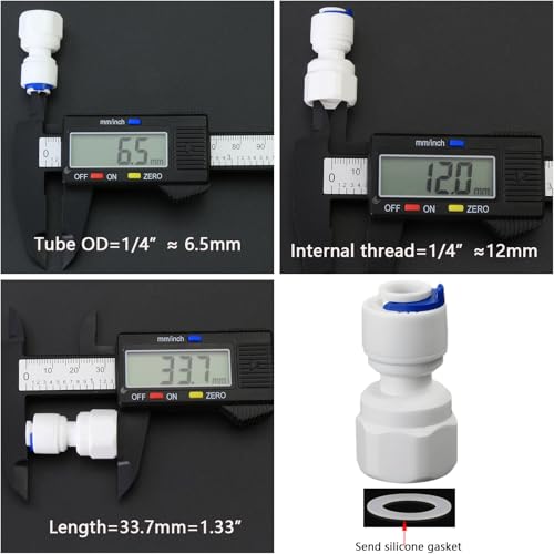 1/4"F to 1/4" Tube Push-Fit Adapter, 5 Pcs | Quick-connect adapter for RO reverse osmosis water filter systems, beverage dispensers & water purifiers. - size: 1/4"FPT to 1/4" QC Straight Adapter
