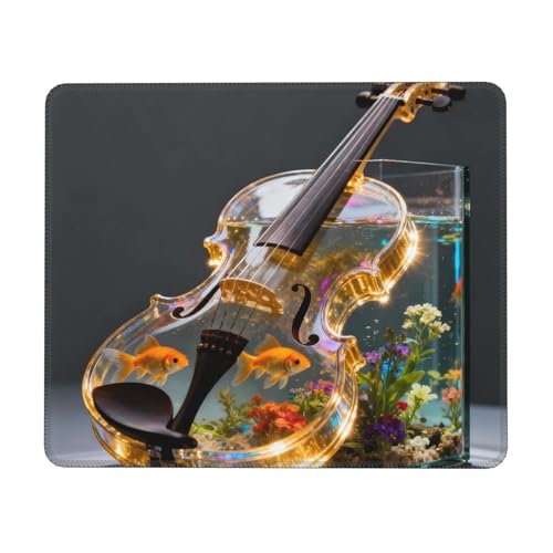 Violin Fish Tank Gaming Mouse Pad Anti-Slip Rubber Base Square Mouse Mat for Office Computer Mousepad 7.9 X 9.5 in - color: Violin Fish Tank, size: 9.5L x 7.9W inches