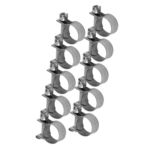 10pcs Stainless Steel Hose Clamps – Adjustable 6-20mm Fuel Line Pipe Clips for Air, Water, Silicone & Fuel Hoses (13-15Mm) - size: 13-15Mm